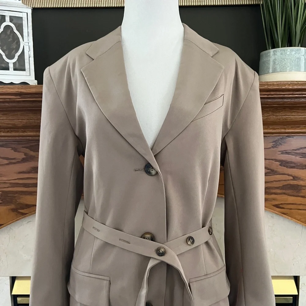 Topshop Women's Tan Belted‎ Blazer Jacket Size 4 NEW